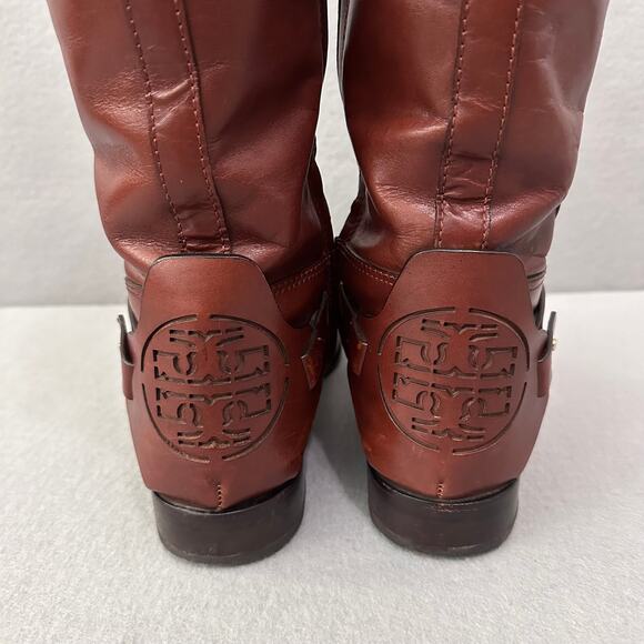 Tory Burch Derby Tall Leather Riding Boots in Antique Brown US 9M - Picture 3 of 15